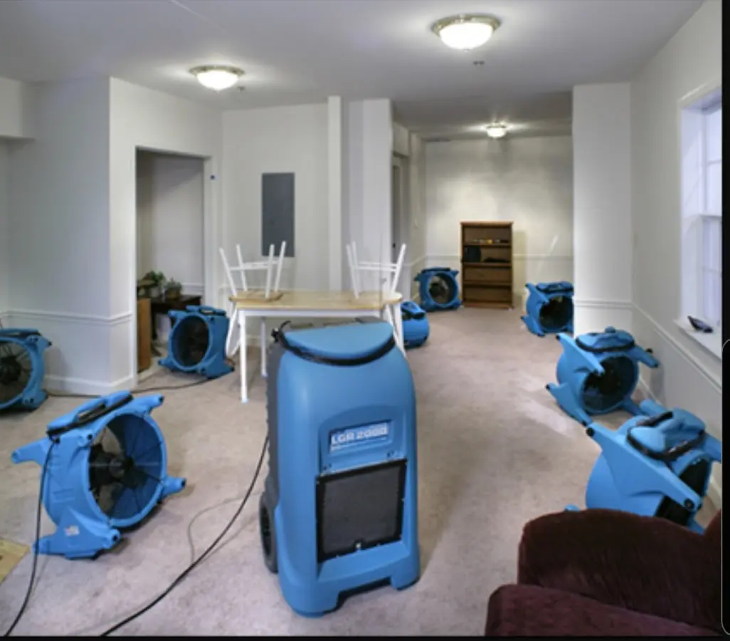 Air movers and dehumidifier setup for Water Damage Restoration in West Pensacola